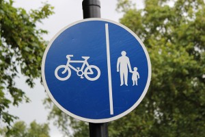bicycle and pedestrians