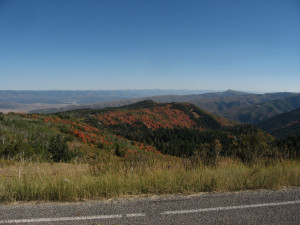 View from mountain road on foothills.