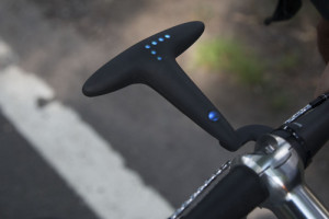 Navigation tool mounted on front of bicycle.