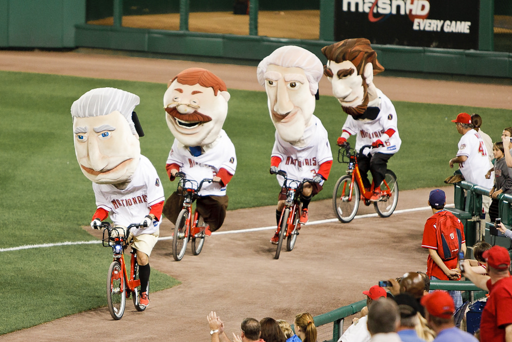 mascot presidents on bikes