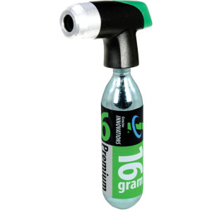 Tire inflator with CO2 canister. 